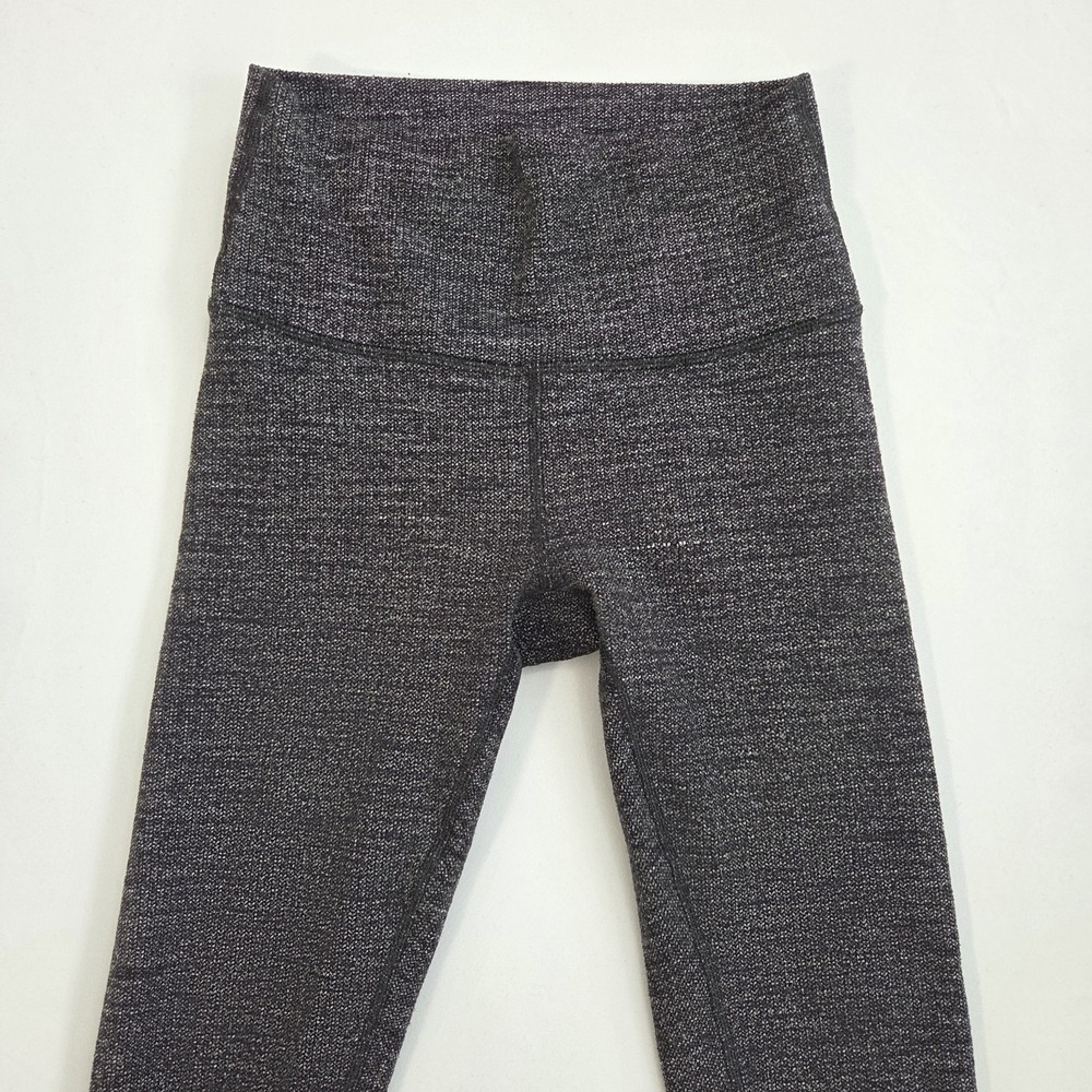 LULULEMON Wunder Under Heather Grey Variegated Knit Leggings Size 4 - Picture 9 of 13